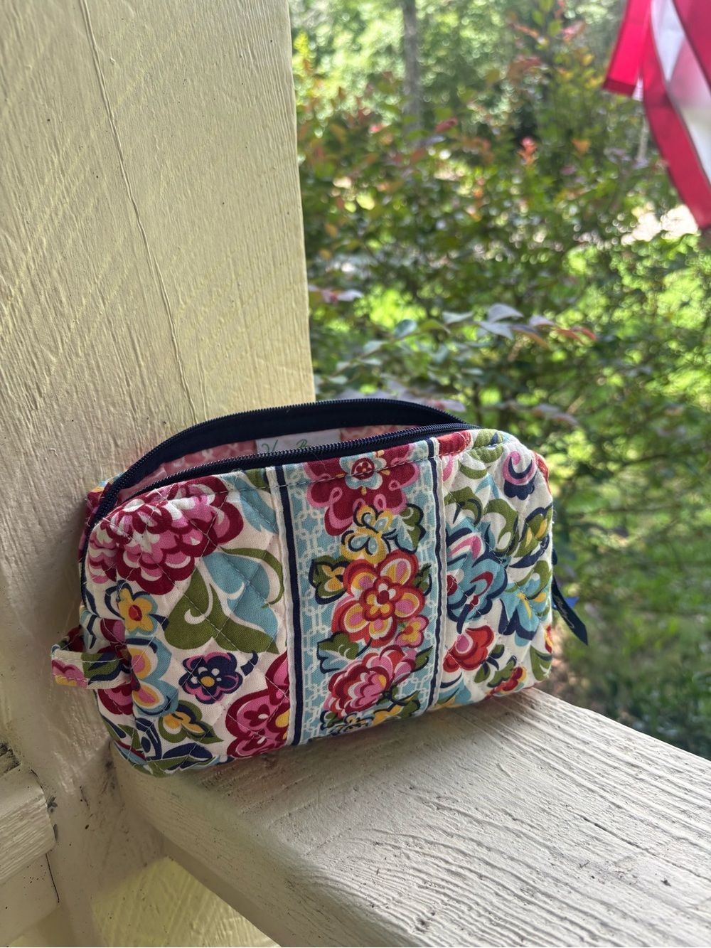 Vera Bradley Quilted Floral Zip Cosmetic Pouch - Pink, Blue, Green, Cream